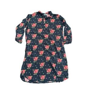 Mahogany Women's Black 100% Cotton Floral Print Button Up Shirt Dress Size 1X